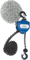 Value Collection - 1,000 Lb Lifting Capacity, 8' Lift Height, Hand Hoist - Made from Chain, 31' Overhaul to Lift 1', 48 Lb Avg Pull to Lift Rated Load, 1 Chain - USA Tool & Supply