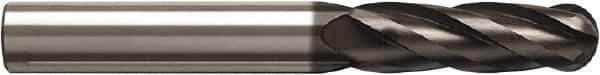 Seco - 8mm Diam, 40mm LOC, 4 Flute Solid Carbide Ball End Mill - NXT Finish, Single End, 100mm OAL, 8mm Shank Diam, Spiral Flute - USA Tool & Supply