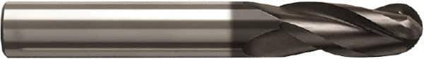 Seco - 12mm Diam, 24mm LOC, 3 Flute Solid Carbide Ball End Mill - NXT Finish, Single End, 83mm OAL, 12mm Shank Diam, Spiral Flute - USA Tool & Supply