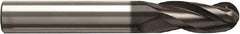 Seco - 1mm Diam, 2mm LOC, 3 Flute Solid Carbide Ball End Mill - NXT Finish, Single End, 38mm OAL, 3mm Shank Diam, Spiral Flute - USA Tool & Supply