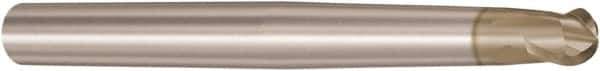 Seco - 10mm Diam, 10mm LOC, 2 Flute Solid Carbide Ball End Mill - HXT Finish, Single End, 125mm OAL, 12mm Shank Diam, Spiral Flute - USA Tool & Supply