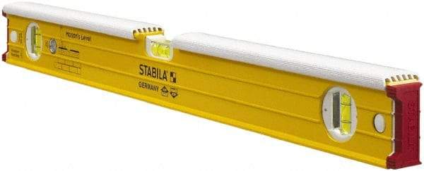 Stabila - 24" Long 3 Vial Spirit Level - Aluminum, Yellow, 2 Plumb & 1 Level Vials - USA Tool & Supply