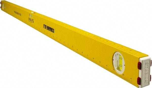 Stabila - 48" Long 3 Vial Spirit Level - Aluminum, Yellow, 2 Plumb & 1 Level Vials - USA Tool & Supply