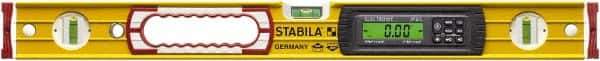 Stabila - 24" Long 3 Vial Box Beam Level - Aluminum, Yellow, 2 Plumb & 1 Level Vials - USA Tool & Supply