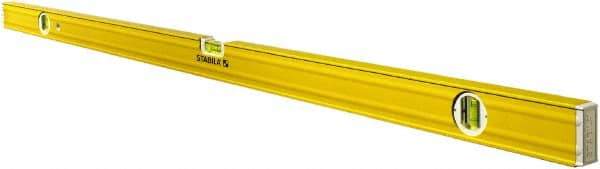 Stabila - 72" Long 3 Vial Box Beam Level - Aluminum, Yellow, 2 Plumb & 1 Level Vials - USA Tool & Supply