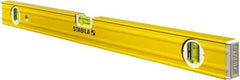 Stabila - 24" Long 3 Vial Box Beam Level - Aluminum, Yellow, 2 Plumb & 1 Level Vials - USA Tool & Supply