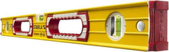 Stabila - 24" Long 3 Vial Box Beam Level - Aluminum, Yellow, 2 Plumb & 1 Level Vials - USA Tool & Supply