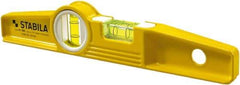 Stabila - 10" Long 2 Vial Torpedo Level - Die Cast, Yellow, 1 Plumb & 1 Level Vial - USA Tool & Supply