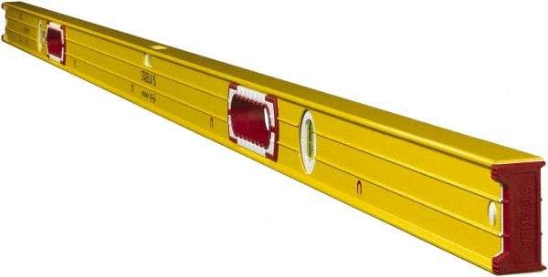 Stabila - Magnetic 78" Long 3 Vial Box Beam Level - Aluminum, Yellow, 2 Plumb & 1 Level Vials - USA Tool & Supply