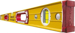 Stabila - Magnetic 36" Long 3 Vial Box Beam Level - Aluminum, Yellow, 2 Plumb & 1 Level Vials - USA Tool & Supply