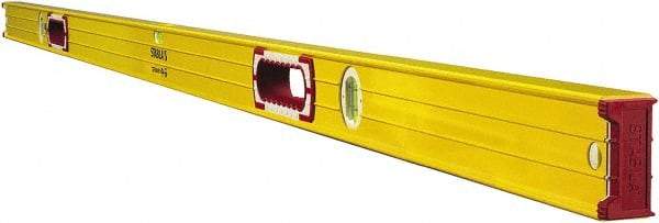 Stabila - 72" Long 3 Vial Box Beam Level - Aluminum, Yellow, 2 Plumb & 1 Level Vials - USA Tool & Supply