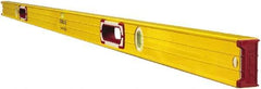 Stabila - 59" Long 3 Vial Box Beam Level - Aluminum, Yellow, 2 Plumb & 1 Level Vials - USA Tool & Supply