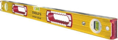 Stabila - 36" Long 3 Vial Box Beam Level - Aluminum, Yellow, 2 Plumb & 1 Level Vials - USA Tool & Supply