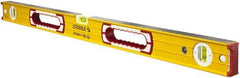 Stabila - 32" Long 3 Vial Box Beam Level - Aluminum, Yellow, 2 Plumb & 1 Level Vials - USA Tool & Supply