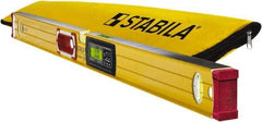 Stabila - 48" Long 3 Vial Box Beam Level - Aluminum, Yellow, 2 Plumb & 1 Level Vials - USA Tool & Supply