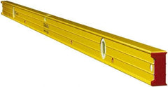 Stabila - Magnetic 72" Long 3 Vial Box Beam Level - Aluminum, Yellow, 2 Plumb & 1 Level Vials - USA Tool & Supply