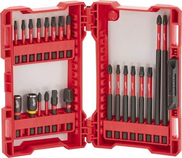 Milwaukee Tool - 22 Piece, Drive Set - Multi-Purpose Tool Kit Kit, 1/4" Drive, Phillips, Torx, Magnetic Bit Holder Point - USA Tool & Supply