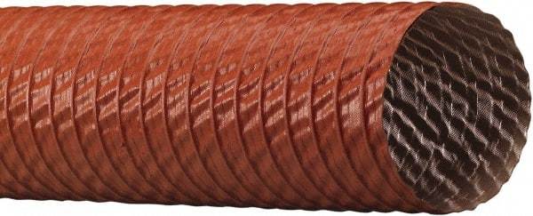 Flexaust - 2-1/2" ID, 24 Hg Vac Rating, 30 psi, Fiberglass Vacuum & Duct Hose - 25' Long, Red, 1.8" Bend Radius, -65 to 550°F - USA Tool & Supply