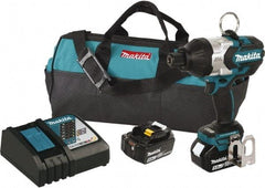 Makita - 7/16" Drive 18 Volt T-Handle Cordless Impact Wrench & Ratchet - 2,200 RPM, 600 Ft/Lb Torque, 2 Lithium-Ion Batteries Included - USA Tool & Supply