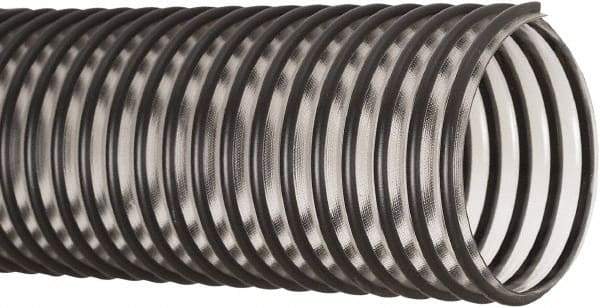 Flexaust - 4" ID, 14 Hg Vac Rating, 16 psi, PVC Vacuum & Duct Hose - 25' Long, Clear/Black, 4" Bend Radius, 20 to 160°F - USA Tool & Supply