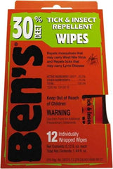 Ben's - 12 Count 30% DEET Towelette - For Ticks, Mosquitos, Disease Carrying Insects - USA Tool & Supply