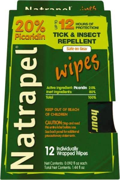 Natrapel - 12 Count 20% Picaridin Towelette - For Mosquitos, Ticks - USA Tool & Supply