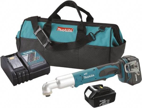 Makita - 18 Volt, 1/4" Drive, 530 In/Lb Torque, Cordless Impact Driver - Inline Handle, 2000 RPM, 2 Lithium-Ion Batteries Included - USA Tool & Supply