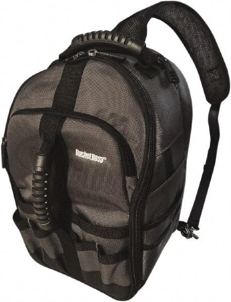 Bucket Boss - 24 Pocket Gray & Black Polyester Backpack Tool Bag - 9" Wide x 8" Deep x 17" High - USA Tool & Supply