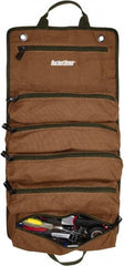 Bucket Boss - 6 Pocket Brown & Green Canvas Tool Roll - 4-1/2" Wide x 4-1/2" Deep x 26" High - USA Tool & Supply