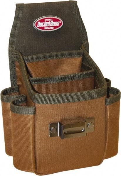 Bucket Boss - 3 Pocket Holster - Polyester, Brown & Green, 6-1/2" Wide x 9-1/2" High - USA Tool & Supply