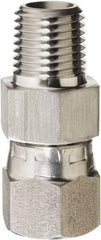 Made in USA - 3/8 x 1/4" Grade 316 Stainless Steel Pipe Adapter - MNPT x NPSM Swivel End Connections, 4,800 psi - USA Tool & Supply