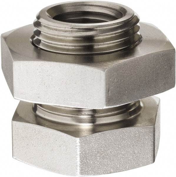 Made in USA - 1/4" Grade 316 Stainless Steel Pipe Anchor Coupling with Locknut - FNPT End Connections, 6,000 psi - USA Tool & Supply