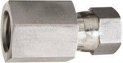 Made in USA - 5/8" Tube OD, 37° Stainless Steel Flared Tube Swivel Connector - 7/8-14 NPT, Female Flare x FNPT Ends - USA Tool & Supply