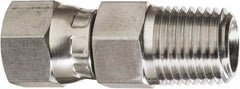 Made in USA - 5/8" Tube OD, 37° Stainless Steel Flared Tube Swivel Connector - 7/8-14 NPT, Female Flare x MNPT Ends - USA Tool & Supply