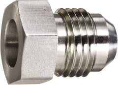 Made in USA - 1-1/4" Tube OD, 37° Stainless Steel Flared Tube OD Socket - 1-5/8-12 Weld x Male Flare Ends - USA Tool & Supply