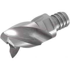 Iscar - MM EA-CF Grade IC08 Carbide End Milling Tip Insert - Uncoated, 3 Flutes, 16mm Cutting Diam, 16mm Depth of Cut, 28mm Extension, 0.008" Cnr Rad, 40° Helix - USA Tool & Supply