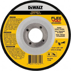 DeWALT - 4-1/2" Wheel Diam, 1/8" Wheel Thickness, 7/8" Arbor Hole, Type 27 Depressed Center Wheel - Fine/Coarse Grade, Ceramic, 13,300 Max RPM - USA Tool & Supply