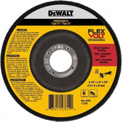 DeWALT - 4-1/2" Wheel Diam, 1/4" Wheel Thickness, 7/8" Arbor Hole, Type 27 Depressed Center Wheel - Fine/Coarse Grade, Ceramic, 13,300 Max RPM - USA Tool & Supply