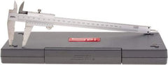 SPI - 0 to 200mm Stainless Steel Vernier Caliper - 0.02mm Graduation, 1.97" Jaw Depth, 0.03mm Accuracy, Includes NIST Traceability Certificate - USA Tool & Supply