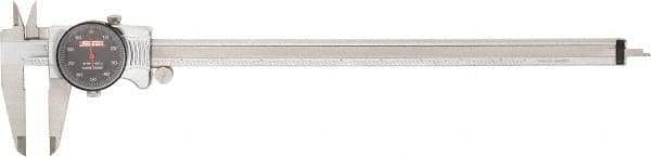 SPI - 0" to 12" Range, 0.001" Graduation, 0.1" per Revolution, Dial Caliper - Black Face, 2.51" Jaw Length, Accurate to 0.0015" - USA Tool & Supply