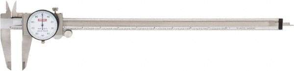 SPI - 0" to 12" Range, 0.001" Graduation, 0.1" per Revolution, Dial Caliper - White Face, 2.51" Jaw Length, Accurate to 0.0015" - USA Tool & Supply