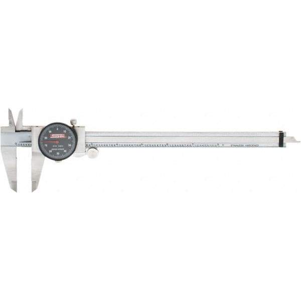 SPI - 0" to 8" Range, 0.001" Graduation, 0.1" per Revolution, Dial Caliper - Black Face, 1.97" Jaw Length, Accurate to 0.0015" - USA Tool & Supply