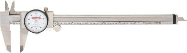 SPI - 0" to 8" Range, 0.001" Graduation, 0.1" per Revolution, Dial Caliper - White Face, 1.97" Jaw Length, Accurate to 0.0015" - USA Tool & Supply