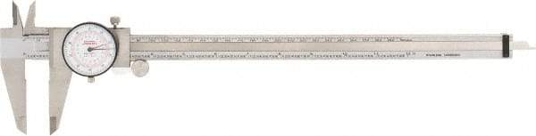 SPI - 0" to 12" Range, 0.001" and 0.02 mm Graduation, 0.001" per Revolution, Dial Caliper - White Face, 64mm Jaw Length, Accurate to 0.04mm - USA Tool & Supply
