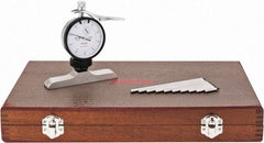 SPI - 0 to 100mm Range, Steel, White Dial Depth Gage - 0.01mm Graduation, 0.02mm Accuracy, 101mm Base Measuring Length - USA Tool & Supply