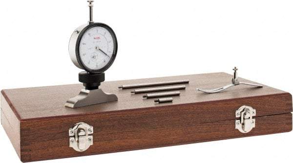 SPI - 0 to 4" Range, Steel, White Dial Depth Gage - 0.001" Graduation, 0.002" Accuracy, 2-1/2" Base Measuring Length - USA Tool & Supply