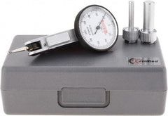 SPI - 0.2mm Range, 0.002mm Dial Graduation, Horizontal Dial Test Indicator - 32mm White Dial, 0-100-0 Dial Reading, Accurate to 0.004mm - USA Tool & Supply