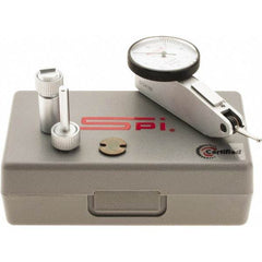 SPI - 0.008" Range, 0.0001" Dial Graduation, Horizontal Dial Test Indicator - 1-1/4" White Dial, 0-4-0 Dial Reading, Accurate to 0.0001" - USA Tool & Supply