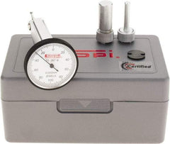 SPI - 0.2mm Range, 0.002mm Dial Graduation, Vertical Dial Test Indicator - 32mm White Dial, 0-100-0 Dial Reading, Accurate to 0.004mm - USA Tool & Supply