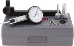 SPI - 8 Piece, 0mm to 1mm Measuring Range, 32mm Dial Diam, 0-50-0 Dial Reading, White Dial Test Indicator Kit - 0.013mm Accuracy, 21.5mm Contact Point Length, 2mm Ball Diam, 0.01mm Dial Graduation - USA Tool & Supply